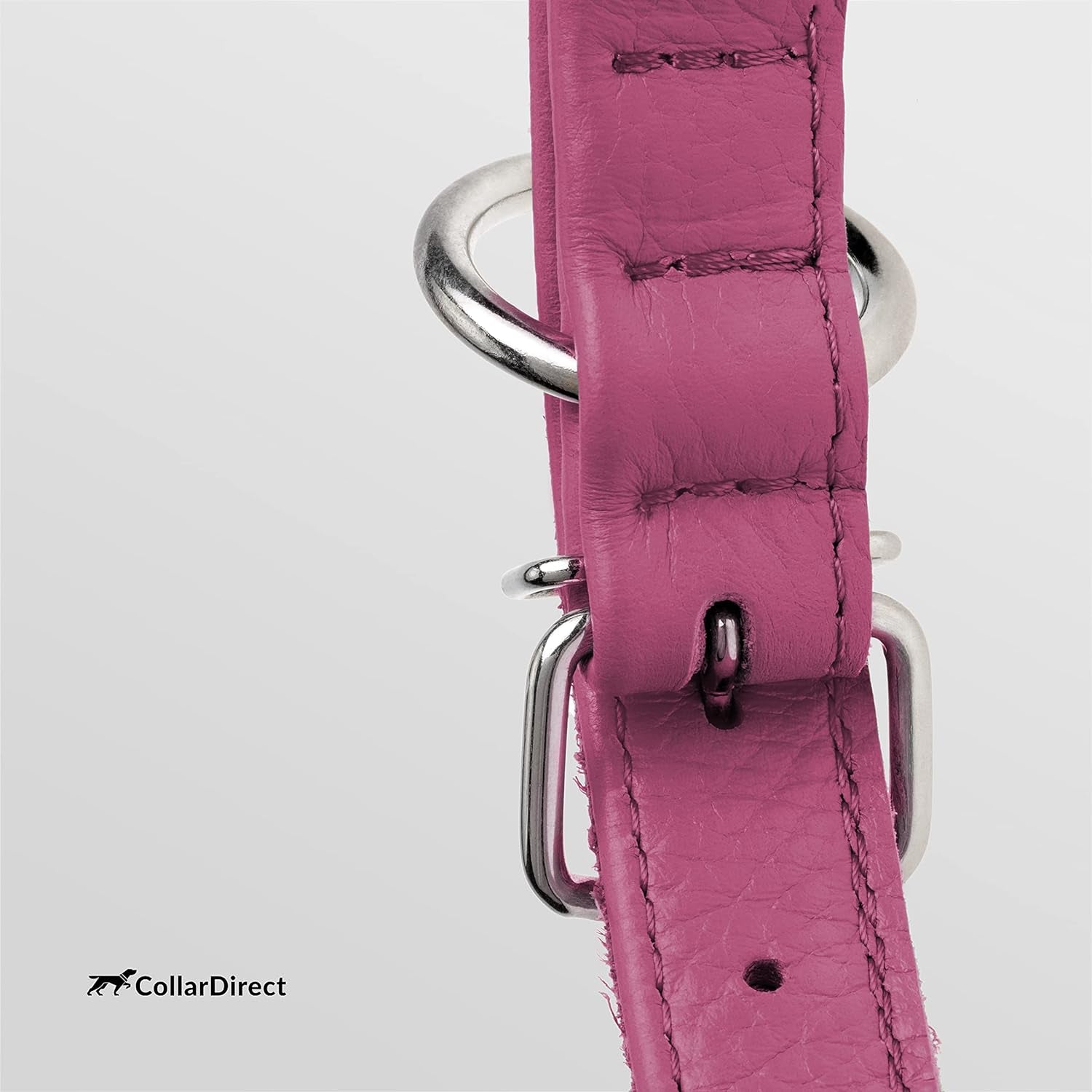 Handmade Soft Padded Rolled Leather Dog Collar - Genuine Leather for Small and Large Dogs and Cats - Available in Black, Pink, Red, Purple, and Blue (Total Length 9", Pink)