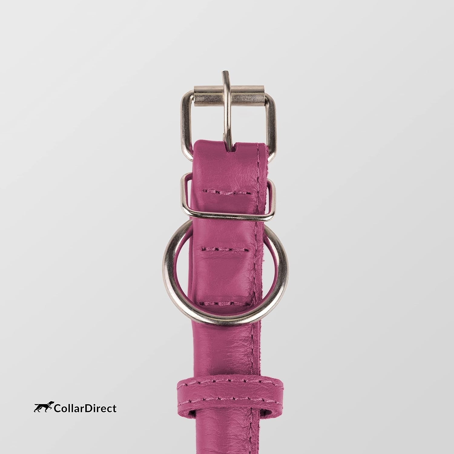 Handmade Soft Padded Rolled Leather Dog Collar - Genuine Leather for Small and Large Dogs and Cats - Available in Black, Pink, Red, Purple, and Blue (Total Length 9", Pink)